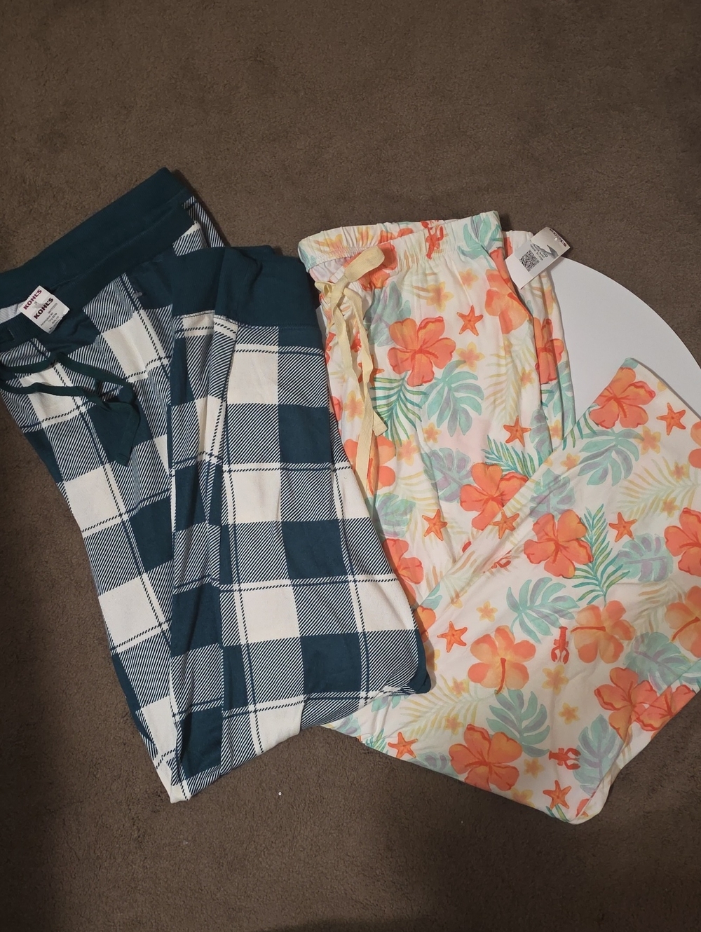 Sonoma Navy Plaid and Coral Floral Pajama Pants Set